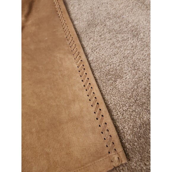 Chico's Tan Leather Pants w/ Ties on Sides Size 2 US 12 - Picture 4 of 10